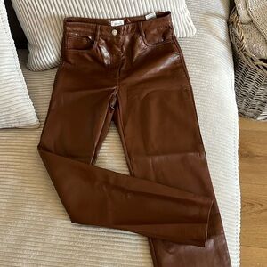 Never worn Aritzia “wilfred collection” brown leather pants. Size 4.